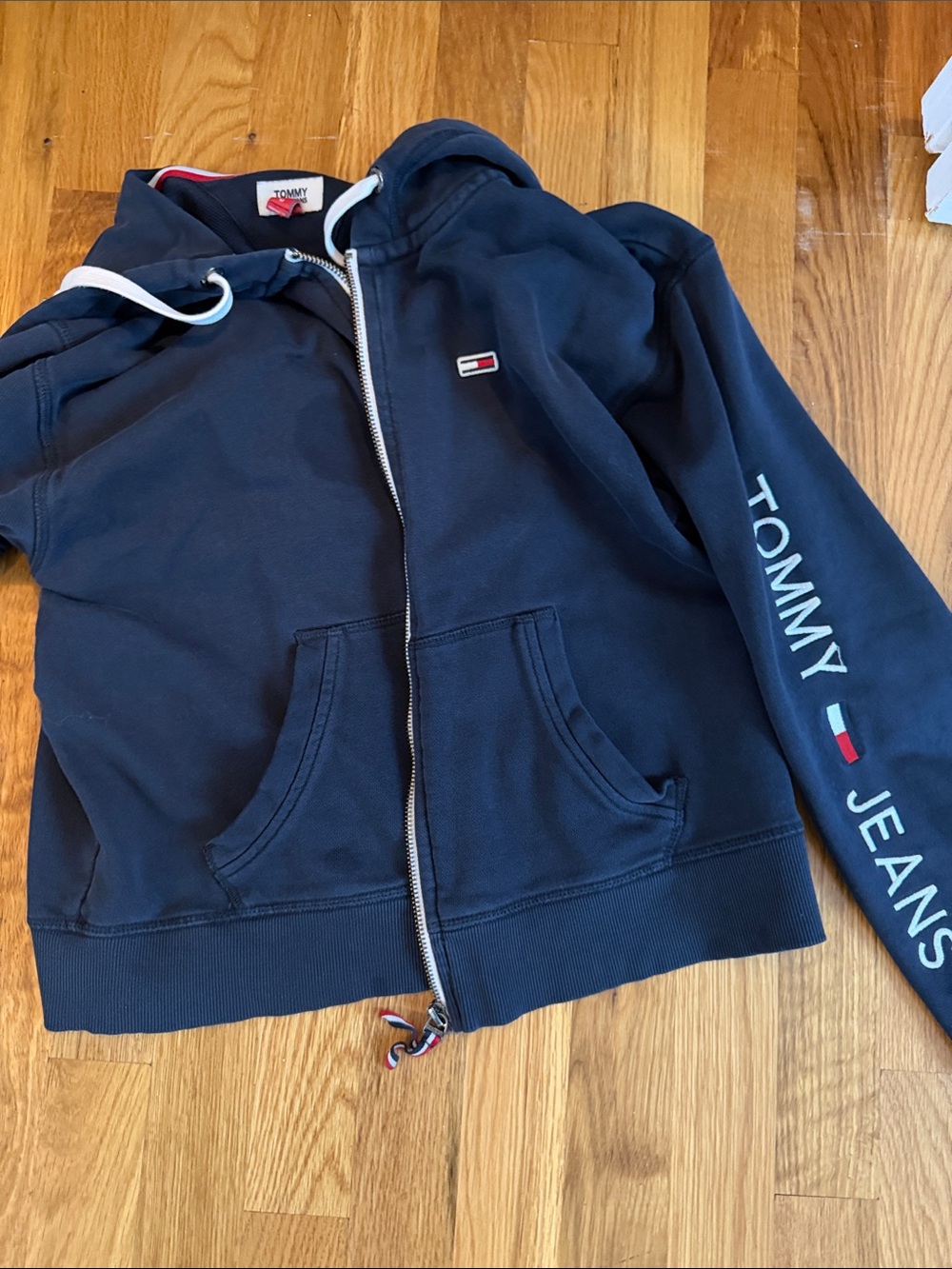 Tommy Hilfiger Kids Navy Full-Zip Hoodie with Sleeve Logo
